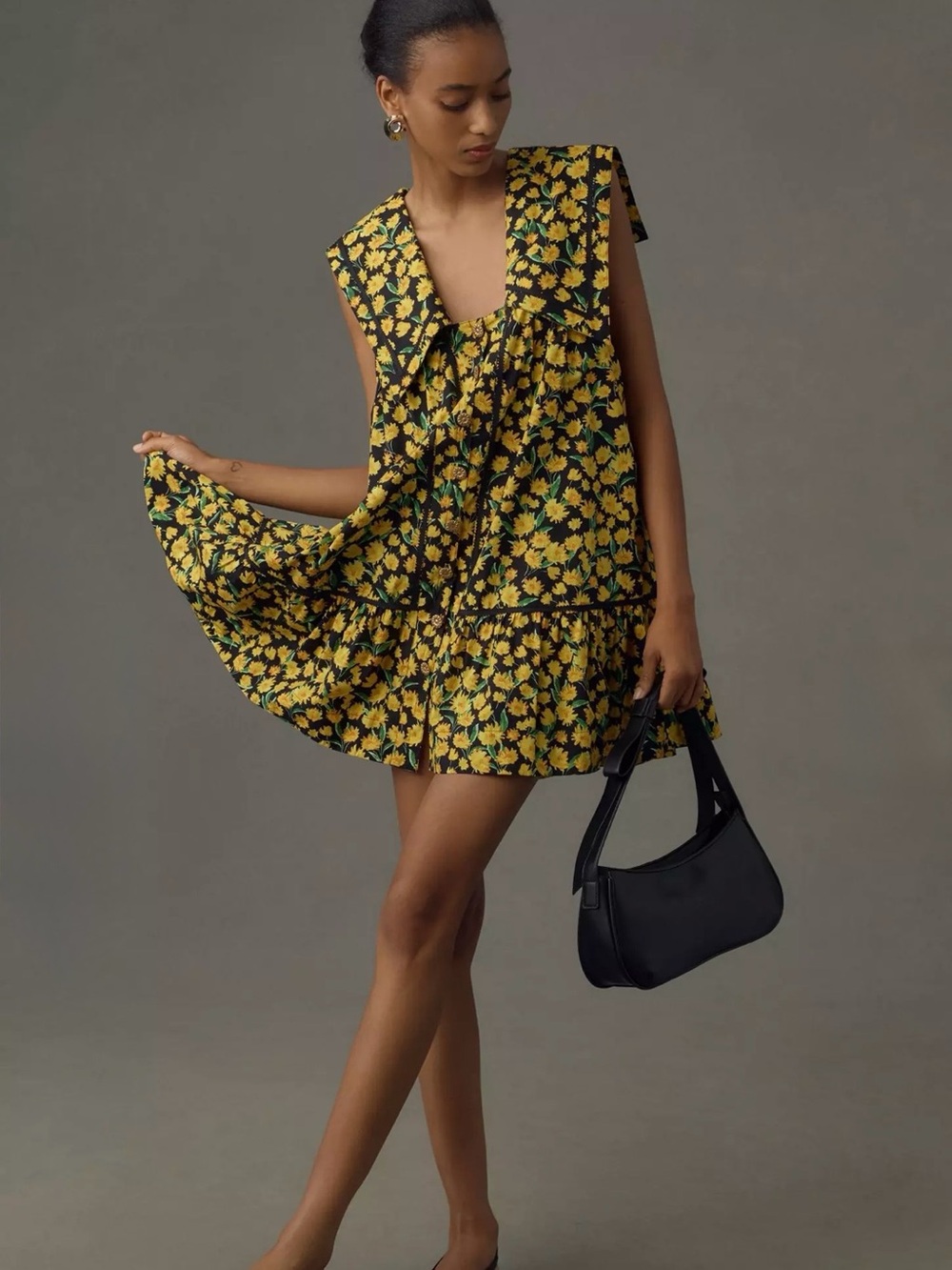 Maeve Collared Poplin Swing Mini Dress